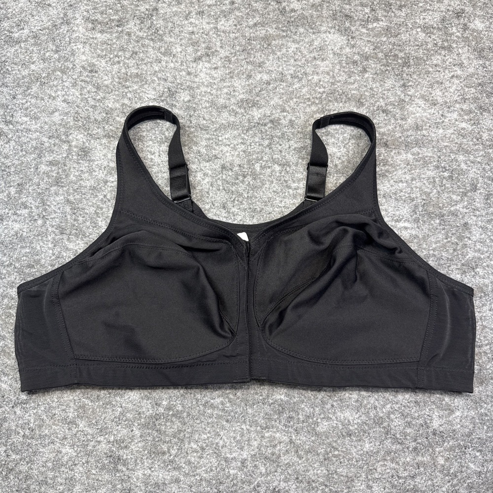 Glamorise MagicLift full figure front closure wirefree bra womens 48B black 1265